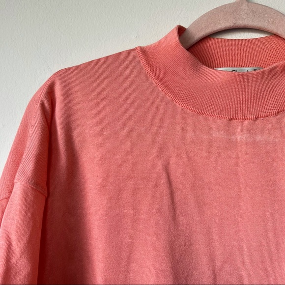 St. Croix Knits Vintage Salmon Mock Neck Short Sleeve Sweater Size Large - Picture 2 of 6